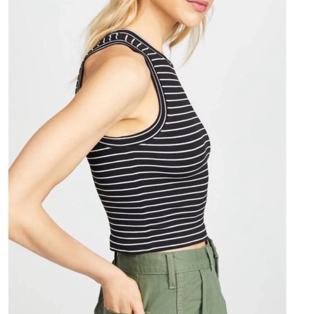 Free People Intimately Seamless Stripe Brami Black White Crop Top Size XS/Small - Picture 5 of 8